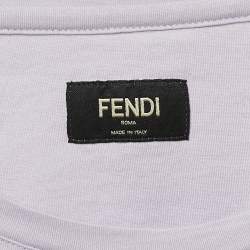 مملوكة مسبقًا Fendi Lavender O’Lock Embroidered Jersey T-Shirt XL