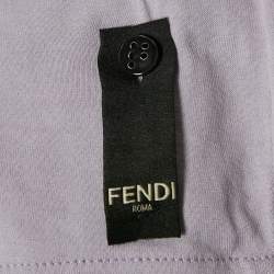 مملوكة مسبقًا Fendi Lavender O’Lock Embroidered Jersey T-Shirt XL