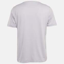 مملوكة مسبقًا Fendi Lavender O’Lock Embroidered Jersey T-Shirt XL