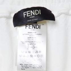 Pre Owned Fendi White FF Velour Cotton Shorts L