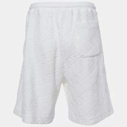 Pre Owned Fendi White FF Velour Cotton Shorts L