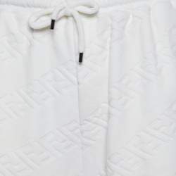 Pre Owned Fendi White FF Velour Cotton Shorts L