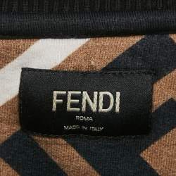 Fendi Brown Monogram Print Cotton Crewneck Sweatshirt S