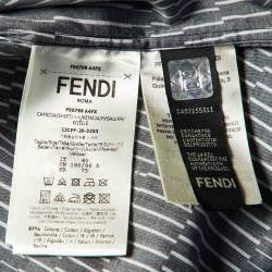 Pre Owned Fendi Black Stripe Print Cotton Long Sleeve Shirt M
