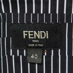 Pre Owned Fendi Black Stripe Print Cotton Long Sleeve Shirt M