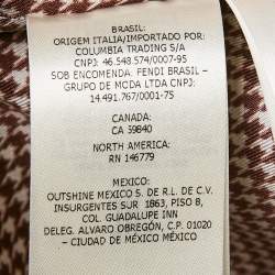 Fendi Brown Houndstooth Print Silk Button Front Shirt L
