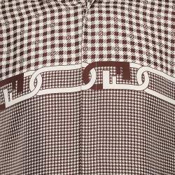 Fendi Brown Houndstooth Print Silk Button Front Shirt L