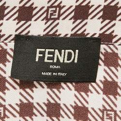 Fendi Brown Houndstooth Print Silk Button Front Shirt L