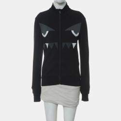 Fendi Black Nylon, Spandex Monster Zip-Up Jacket XXS
