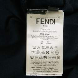 Pre Owned Fendi Navy Blue Crystal Monster Eyes Embellished Cotton T-Shirt M