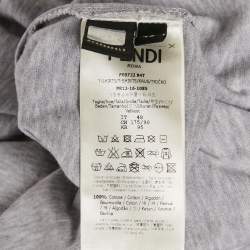 Pre Owned Fendi Grey Cotton Monster Eye Applique Detail T-Shirt M