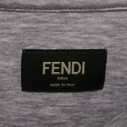 Pre Owned Fendi Grey Cotton Monster Eye Applique Detail T-Shirt M