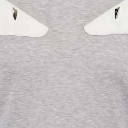 Pre Owned Fendi Grey Cotton Monster Eye Applique Detail T-Shirt M