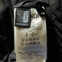 Fendi Black Zucca Print Synthetic Detachable Fur Hooded Down Jacket M
