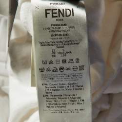 مملوكة مسبقًا Fendi White Zucca Embossed Cotton Crew Neck T-Shirt L