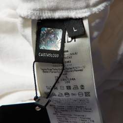 مملوكة مسبقًا Fendi White Zucca Embossed Cotton Crew Neck T-Shirt L