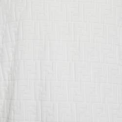مملوكة مسبقًا Fendi White Zucca Embossed Cotton Crew Neck T-Shirt L