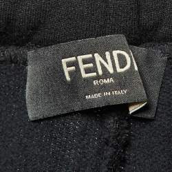 Fendi Black Wool Blend Knit Logo Tape Trimmed Trackpants M