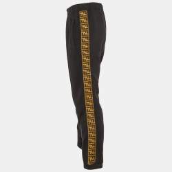 Fendi Black Wool Blend Knit Logo Tape Trimmed Trackpants M