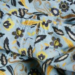 Pre Owned Fendi Blue Floral Print Cotton Button Front Shirt M