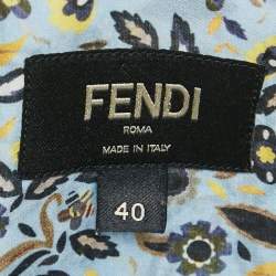Pre Owned Fendi Blue Floral Print Cotton Button Front Shirt M