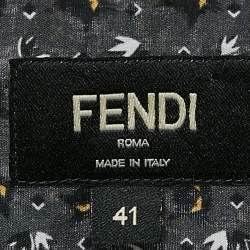 Fendi Charcoal Grey Cat Print Cotton Button Front Shirt L