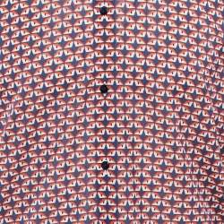 Pre Owned Fendi Blue/Red Geometric Print Cotton Long Sleeve Shirt M