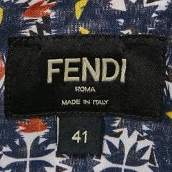 Pre Owned Fendi Blue Monster Print Cotton Long Sleeve Shirt L