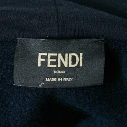 Pre Owned Fendi Navy Blue Detachable Tuft Logo Detail Hooded Sweatshirt M