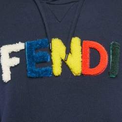 Pre Owned Fendi Navy Blue Detachable Tuft Logo Detail Hooded Sweatshirt M