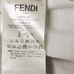 مملوكة مسبقًا Fendi White Printed Cotton Round Neck T-Shirt M