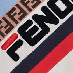 مملوكة مسبقًا Fendi White Printed Cotton Round Neck T-Shirt M