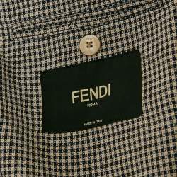 Fendi Blue/White Gingham Checks Crepe Peacoat M