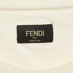 Fendi Cream Mesh Pocket Detail Jersey T-Shirt L