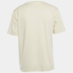 Fendi Cream Mesh Pocket Detail Jersey T-Shirt L