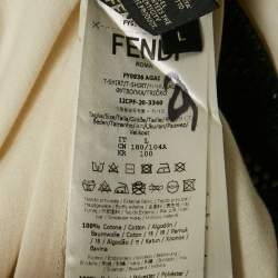 Fendi Cream Mesh Pocket Detail Jersey T-Shirt L
