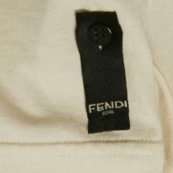 Fendi Cream Mesh Pocket Detail Jersey T-Shirt L