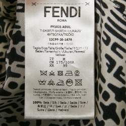 Fendi Black Printed Silk Crew Neck T-Shirt M