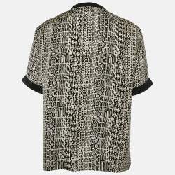 Fendi Black Printed Silk Crew Neck T-Shirt M