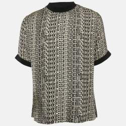 Fendi Black Printed Silk Crew Neck T-Shirt M