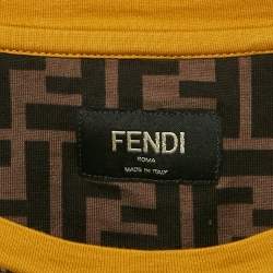 Pre Owned Fendi Brown FF Logo Print Cotton Crewneck T-Shirt M