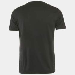 مملوكة مسبقًا Fendi Black Cotton Monster Leather Applique Detail Crew Neck T-Shirt M