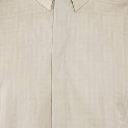 Fendi Beige Zucca Jacquard Button Front Shirt XL