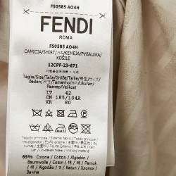 Fendi Beige Zucca Jacquard Button Front Shirt XL