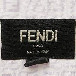Fendi White/Purple Logo Print Silk and Synthetic Shirt & Shorts Set M/XL