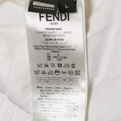 مملوكة مسبقًا Fendi White Zucca Flocked Cotton Crewneck T-Shirt L