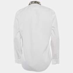 Fendi White FF Print Collar Cotton Long Sleeve Shirt XL