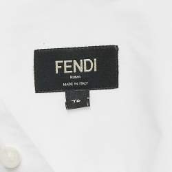 Fendi White FF Print Collar Cotton Long Sleeve Shirt XL