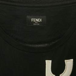 Fendi Black Embroidered Jersey Crewneck T-Shirt XL