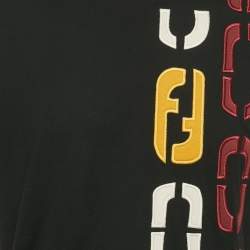 Fendi Black Embroidered Jersey Crewneck T-Shirt XL